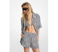 MK Shorts Aus Satin Mit Gepardenmuster - Schwarz - Michael Kors