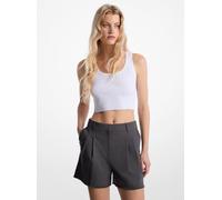 MK Shorts Aus Stretch-Wolle Mit Bundfalten Und Fransen - Grau - Michael Kors