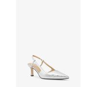 MK Slingpumps Alora aus Leder mit Schlangenprägung in Metallic-Optik - Silberton - Michael Kors