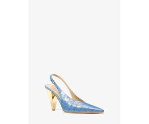 MK Slingpumps Electra aus Leder mit Krokodilprägung - Blau - Michael Kors