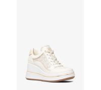MK Sneaker Emmy aus Signature-Logostoff und Leder mit Keilabsatz - Natur - Michael Kors