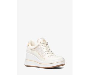 MK Sneaker Emmy aus Signature-Logostoff und Leder mit Keilabsatz - Natur - Michael Kors
