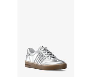 MK Sneaker Scotty aus Leder in Metallic-Optik mit Verzierung - Silberton - Michael Kors
