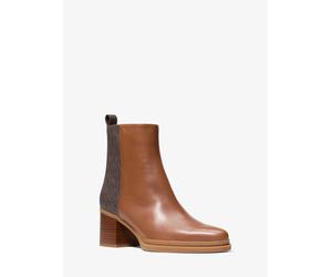 MK Stiefelette Lex aus Leder und Signature-Logostoff - Braun - Michael Kors