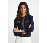 MK Strickjacke Aus Stretch-Strick Mit Kontrastnähten - Blau - Michael Kors