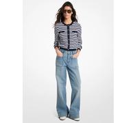 MK Strickjacke aus Stretch-Strick mit Streifen - Blau - Michael Kors