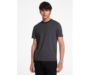 MK T-Shirt Aus Baumwoll-Jersey Mit Signature-Logomuster - Schwarz - Michael Kors