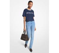 MK T-Shirt Aus Baumwolle Mit Applikation - Blau - Michael Kors
