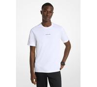 MK T-Shirt Aus Baumwolle Mit Logostreifen - Weiss - Michael Kors