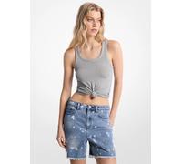 MK Tanktop aus geripptem Stretch-Strick mit Knotendetail - Grau - Michael Kors