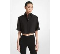 MK Verkürzte Hemdbluse aus Baumwoll-Popeline mit Stretch-Anteil - Schwarz - Michael Kors