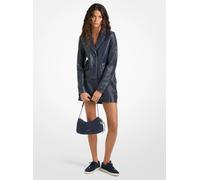 MK Verkürzter Blazer aus Leder mit Kontrastnähten - Blau - Michael Kors