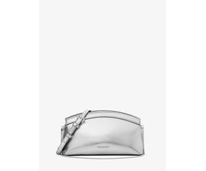 MK Wandelbare Clutch Athena Small aus Leder in Metallic-Optik - Silberton - Michael Kors