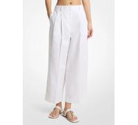 MK Weite Bundfaltenshorts aus Leinen und Baumwolle - Weiss - Michael Kors