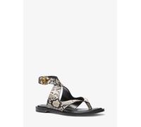 MK Wickelsandale Irene Aus Leder Mit Schlangenprägung - Natur - Michael Kors