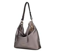 MKF Hobo Bag für Damen - PU Leder Schulter Geldbörse Pocketbook Fashion - Top Handle Multi Pocket Handtasche, Massives Zinn