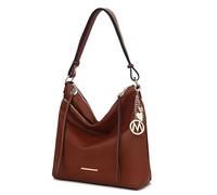 MKF Hobo Bag für Damen - PU Leder Schulter Geldbörse Pocketbook Fashion - Top Handle Multi Pocket Handtasche, Solid Cognac