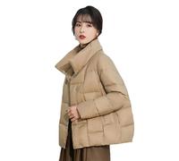 Mkjuuior Damen Leichte Daunenjacke Kurze Lose Weiße Ente Daunenjacke Herbst Und Winter Koreanischen Stil Warm Top, khaki, 38