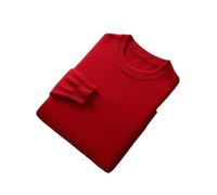 Mkjuuior Frühling und Herbst Merinowolle Pullover Herren Rundhals Langarm Kaschmir Pullover, rot, M