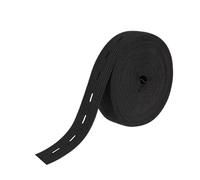 MKLHAVB 5 Meter elastische Nähbänder, 15/20/25 mm, Flache Rückseite, schwarz-weiße Nähbänder mit Knopfloch-Strick-Stretchschnurgürtel for Nähen Für Jeans Und Röcke(Black,15mm 5meters)