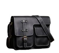 MKLHAVB Vintage Deluxe Leder Messenger Bag Rindsleder Schulter Sling Wochenende Crossbody(Black)