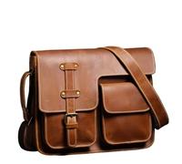 MKLHAVB Vintage Deluxe Leder Messenger Bag Rindsleder Schulter Sling Wochenende Crossbody(Brown)