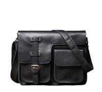 MKLHAVB Vintage Deluxe Leder Messenger Bag Rindsleder Schulter Sling Wochenende Crossbody(Dark Black)