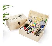 MKNZOME Nähkasten aus Holz mit Inhalt - Nähset für Anfänger, Nähzubehör und Zubehör Set mit Nadeln, Faden, Schere - Nähbox für Näharbeiten zu Hause - Tragbare nähkorb für Reise und Notfall#2