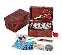 MKNZOME Nähkasten aus Holz mit Inhalt - Nähset für Anfänger, Nähzubehör und Zubehör Set mit Nadeln, Faden, Schere - Nähbox für Näharbeiten zu Hause - Tragbare nähkorb für Reise und Notfall#5