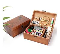 MKNZOME Nähkasten aus Holz mit Inhalt - Nähset für Anfänger, Nähzubehör und Zubehör Set mit Nadeln, Faden, Schere - Nähbox für Näharbeiten zu Hause - Tragbare nähkorb für Reise und Notfall#4