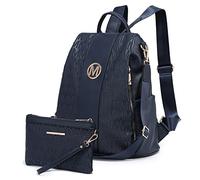 MKP COLLECTION Modischer Damen-Rucksack, Geldbörse, mehrere Taschen, Anti-Diebstahl-Rucksack, Reise-Umhängetasche, Handtaschen-Set, 2-teilig, Blau, Medium, Modischer Damen-Rucksack