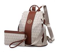 MKP COLLECTION, modischer Damen-Rucksack mit mehreren Fächern, Diebstahlschutz, Reisetasche, Handtaschen-Set, 2 Teile, 11.8" L x 5.5" W x 14" H