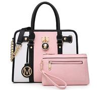 MKP Damen Handtaschen Handtaschen Geldbörsen zweifarbig Top Griff Tote Schultertaschen mit passendem Handgelenk, 2 Stück