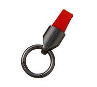 MKWGZPGW Auto Leder Schlüsselanhänger für Volvo EX30 2023-2024, Robuste Schlüsselhalter mit Zinklegierungs Clip, Schlüssel Zubehör, für Männer und Frauen,Metallic Black/Red