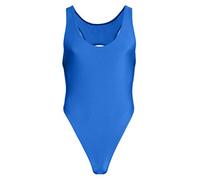 ML-Sport24 Herren Stringbody freier Rücken ohne Ärmel Boxerrücken, Druckverschluss im Schritt, glänzend, stretch, 80% Polyamid 20% Elasthan S, Weiß