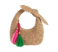 Mllepjdh Woven Handbag with Decorative Bows Top Handle Purse for Evening Event Travel Accessories and Daily Use Elegant Bows Straw Purse