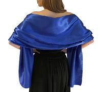 MLMW Schals und Tücher für Abendkleider, Satin-Schal für Damen, extra lang, Hochzeitsschals für Brautparty, Königsblau, 26W x 95L