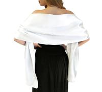 MLMW Schals und Wraps für Abendkleider Satin Schal Wraps für Frauen Extra Lange Hochzeit Schals für Brautparty, Weiss/opulenter Garten, 26W x 95L