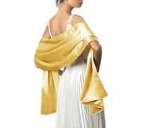 MLMW Schals und Wraps für Abendkleider Satin Schal Wraps für Frauen Extra Lange Hochzeit Schals für Brautparty, Gold, 26W x 95L