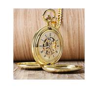 (MLY-M-P06-Gold) Neue mechanische Herren-Taschenuhr mit Handaufzug, Skelett-Zifferblatt, Steampunk-Halskettenanhänger,