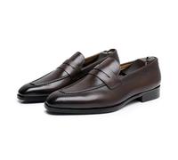 MlYJmer Herren Leder Business Schuhe Slipper Loafers Formelle Schuhe Hochzeit Freizeit Schuhe,Braun,40 EU