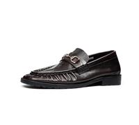 MlYJmer Herren Leder Loafers, Slip-on Business Casual Anzugschuhe für Büro & Hochzeit,Braun,40 EU