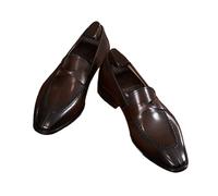MlYJmer Herren Loafers aus Leder Elegante Hochzeit Party Freizeit Anzugschuhe,Braun,41 EU