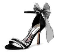 MlYJmer ,Schwarz,42 EU, Damenschuhe für die Hochzeit Elegante, mit Perlen verzierte Sandaletten mit hohem Absatz für Hochzeit und formelle Veranstaltungen