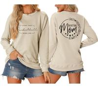 MLZHAN Livin That Basketball Mom Life Damen Sweatshirt Crazy Proud Always Loud Basketball Mom Coat Langarm Sweatshirts Top, beige, L