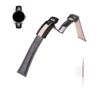 MMBAY Ersatz-Uhrenarmband aus schwarzem Leder, 20 mm, passend für Rolex Submariner Ghost Daytona Yachtmaster, Armband mit Faltschließe, für Damen und Herren, wasserdichtes Uhrenzubehör (schwarz