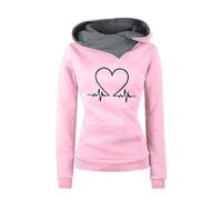 MMOOVV Kapuzenpullover Sweatjacke Damen Pullover Hoodie Sweatshirt mit Kapuze Pullover Hoodie Oversize Vintage Hooded Sweatshirt Damen Print Kapuzenpullover (Pink, M)