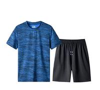 MMOOVV Schlafanzug Herren Kurz Größe Sommer Casual Fashion Camouflage Print Kurzarm Tops Shorts Nach Hause Sport Pyjama Set (Blue, XL)