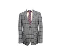 MMUGA Herren Sakko sportlich Elegant Kariert Dunkelblau 28