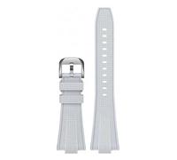 MMXWYKO 12 mm kompatibel mit Tissot PRX Powermatic 40 mm T137.407 .410 Herren konvexes Silikon ersetzen Uhrenarmband(White silver)